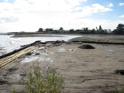 Viewing platform construction north side of channel (L. Johnson 1/27/13)