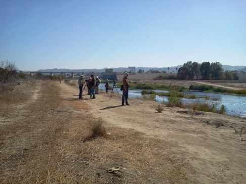 Los Angeles River looking SW towards Sepulveda retention dam (L. Johnson 11/9/13)