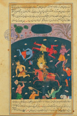 Imam Ali and the Jinn, 1568, Unknown Artist, Ahsan-ol-Kobar, Golestan Palace (Wikipedia)